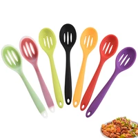 colorful cooking long handled silicone serving spoon slotted skimmer scoop drainer spoons non stick kitchen gadgets accessories