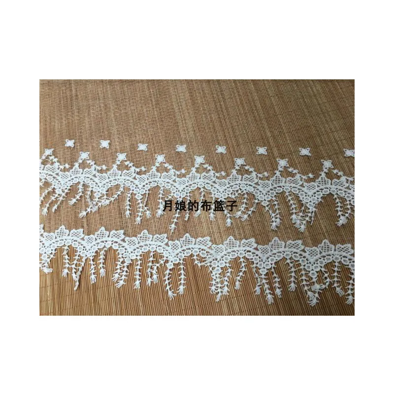 White double-layer tassel three-dimensional flower mesh embroidery clothing lace accessories 30 cm wide | Дом и сад