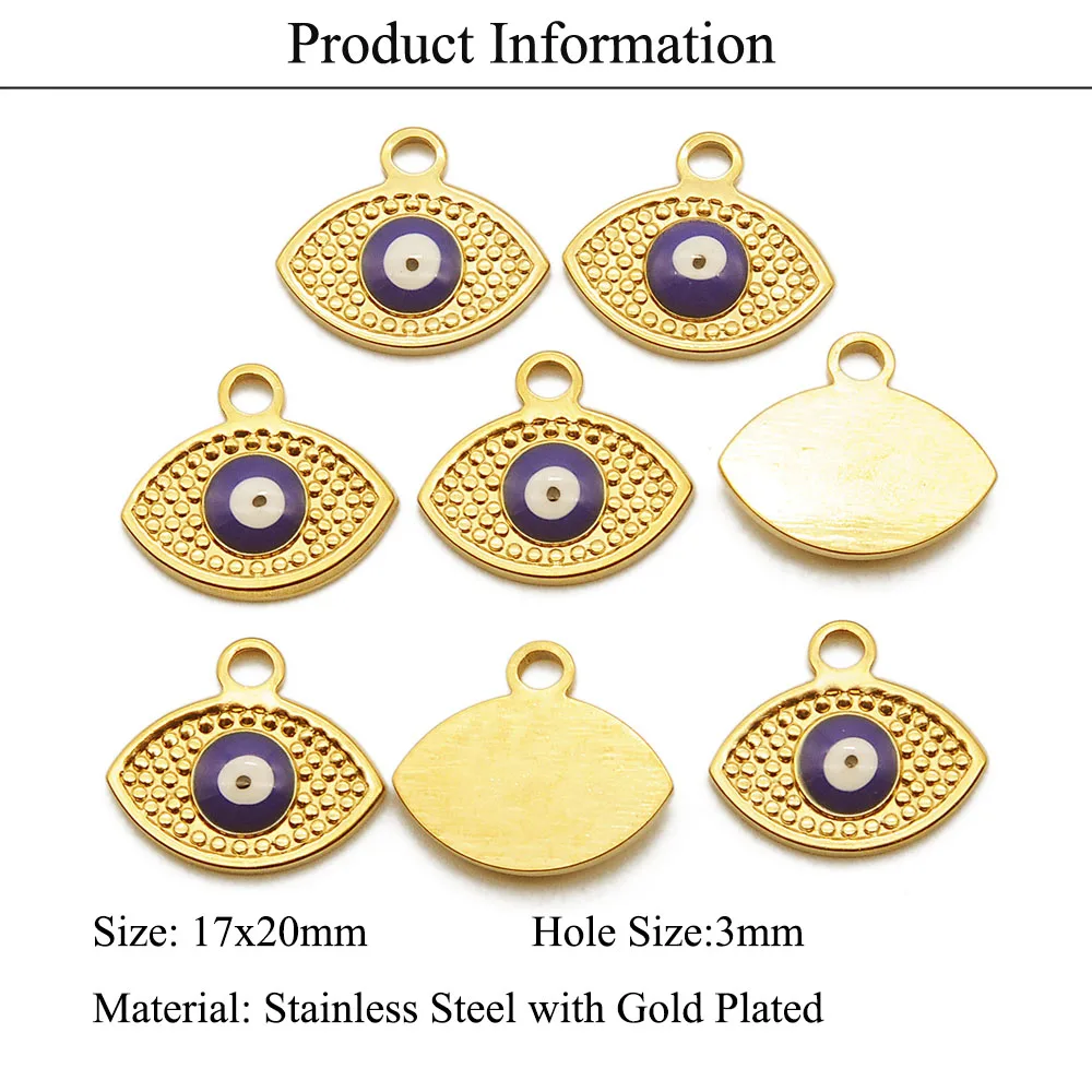 3pcs/lot 316 Stainless Steel Gold Evil Eye Pendant DIY Jewelry Charm Wholesale Top Quality Findings Factory Price Custom - купить по