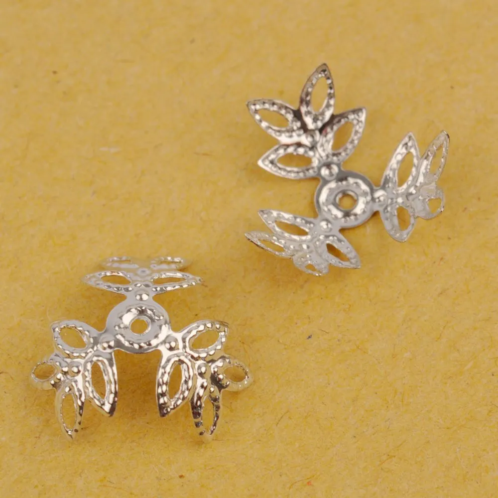 2000 шт. 16 мм трехлистная филигранная шапочка с бусинами в виде цветов s-образная