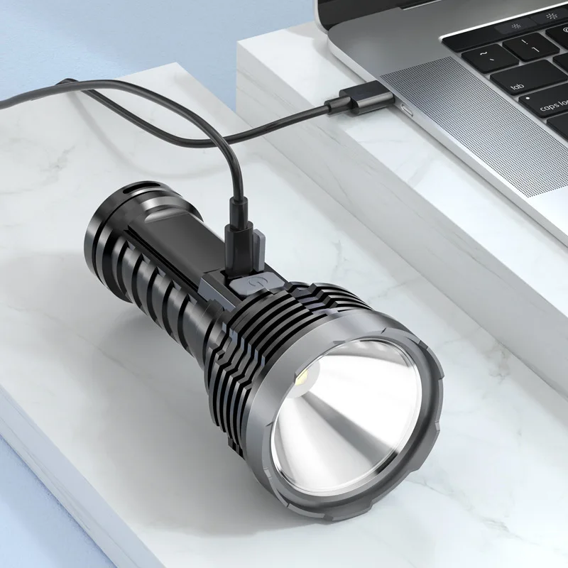 

Portable Outdoor Flashlight Strong Bright Torch USB Rechargeable XPE High Intensity + COB Side Light LED Electric Display Torch