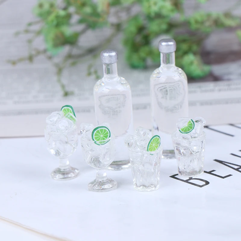 

3Pcs Cute Mini 1:12 Dollhouse Miniature Wine Bottles Ice Cups Kitchen Pretend Play Toy Accessories