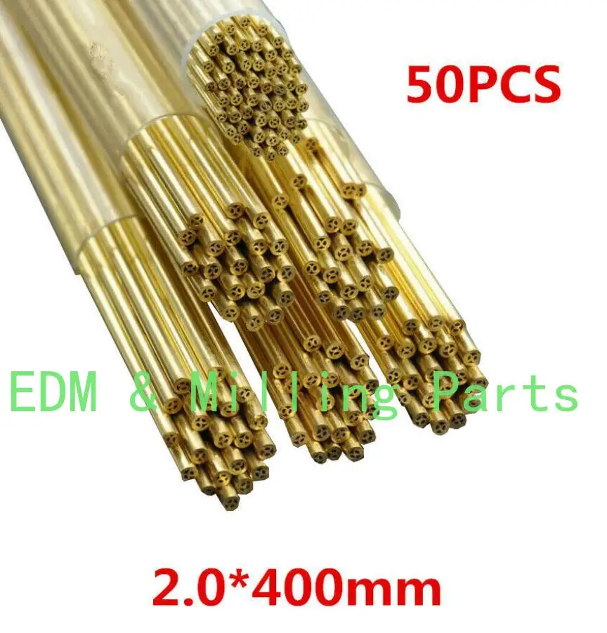 50PCS CNC Brass Electrode Tube 2.0*400MM Multi-Hole Fit EDM Drilling Machine Parts For Drilling Machine Mill Part