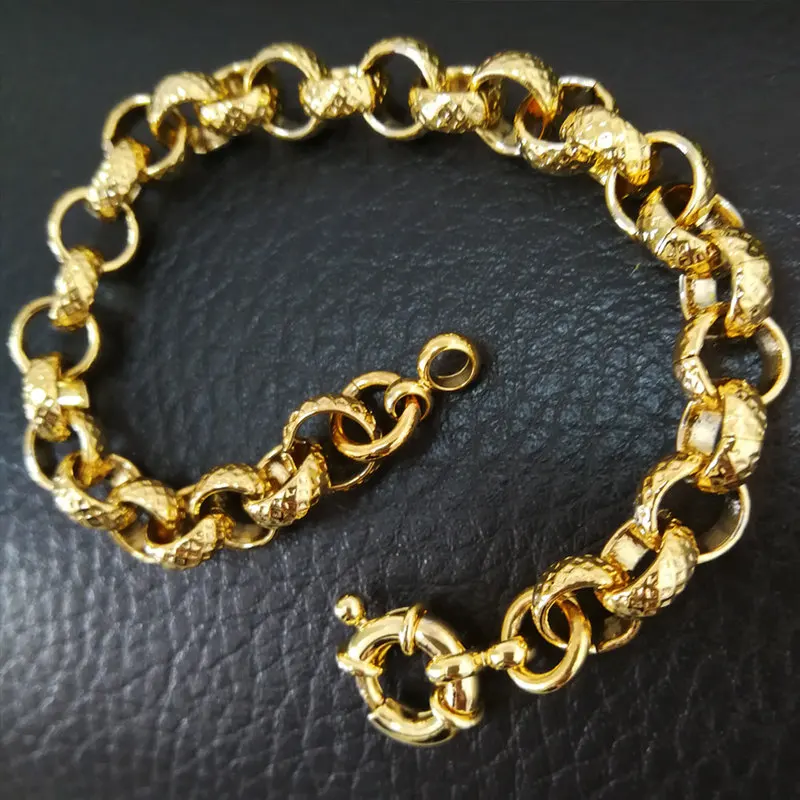 

gold filled belcher bolt ring Link mens womens solid bracelet jewllery in 18-24cm Length