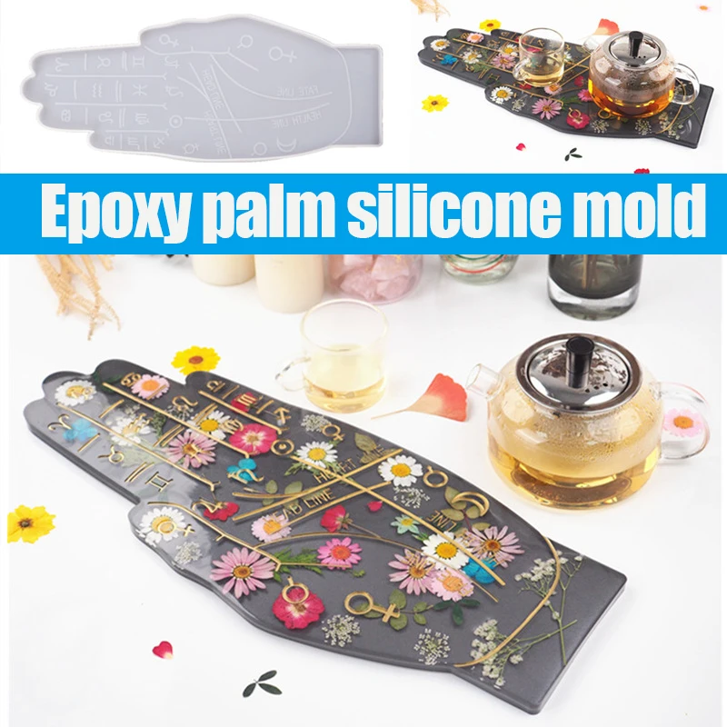 

New DIY Resin Coaster Mold Palms Silicone Tray for Home Table Decoration DIY Resin Crafts Silicone Mirror festival Gift