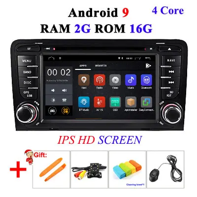2G 16G IPS 8 CORE 4G 64G 2 Din Android 9 автомобильный dvd мультимедийный плеер gps аудио для Audi/A3/S3 2002-2013 автомобильный Радио руль obd2 DSP DVR - Цвет: 2G 16G IPS