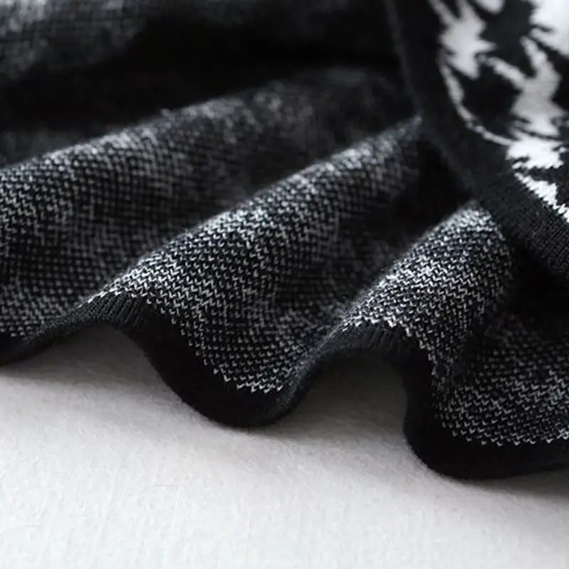 

GIGOGOU Women Noble Geometric Knit Dress DFall Winter Slim Knot Sashes Sweater Dress A-line Houndstooth Warm Pullover Vestido