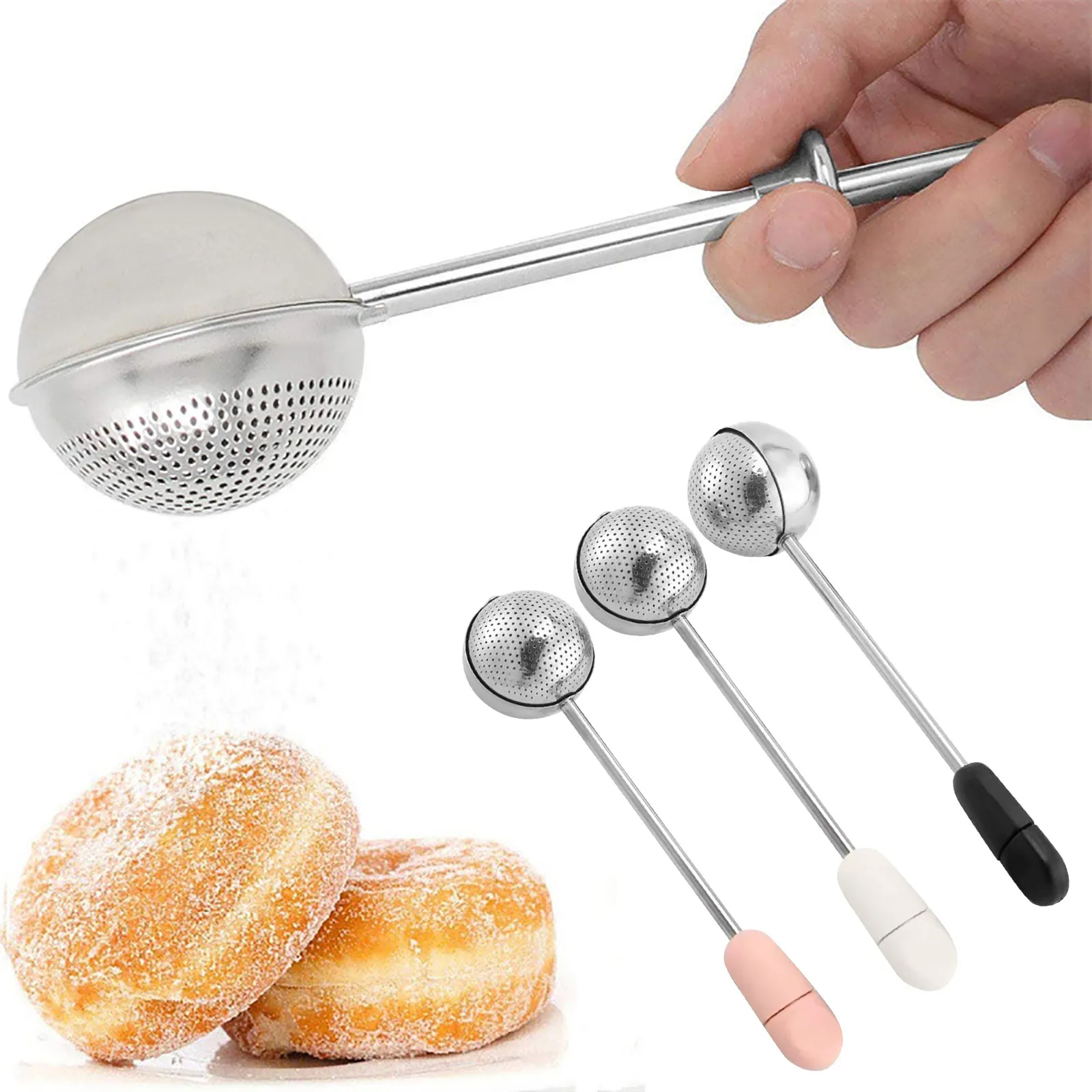 

Powder Sugar Shaker Duster Sifter Dusting Wand For Sugar Flour Spices Powdered Sugar Sifter Baking Kitchen Tools Accessories #M
