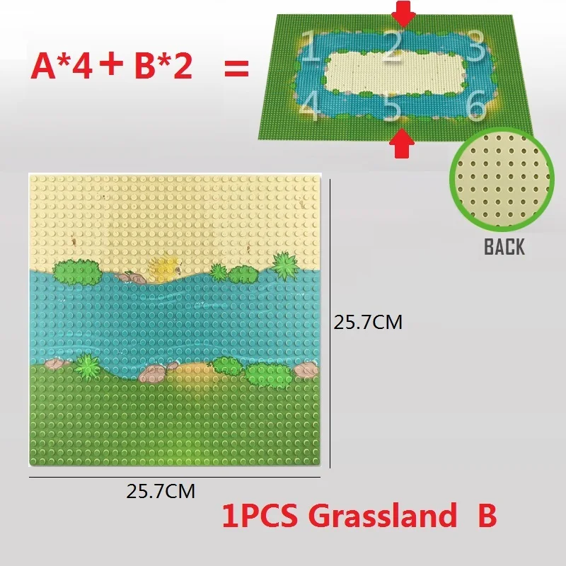 Classic Base Plate Basketball Court Football Field 32*32 Dot Baseplate Plate Sea Island Oasis Scene DIY Building Block Set Brick images - 6