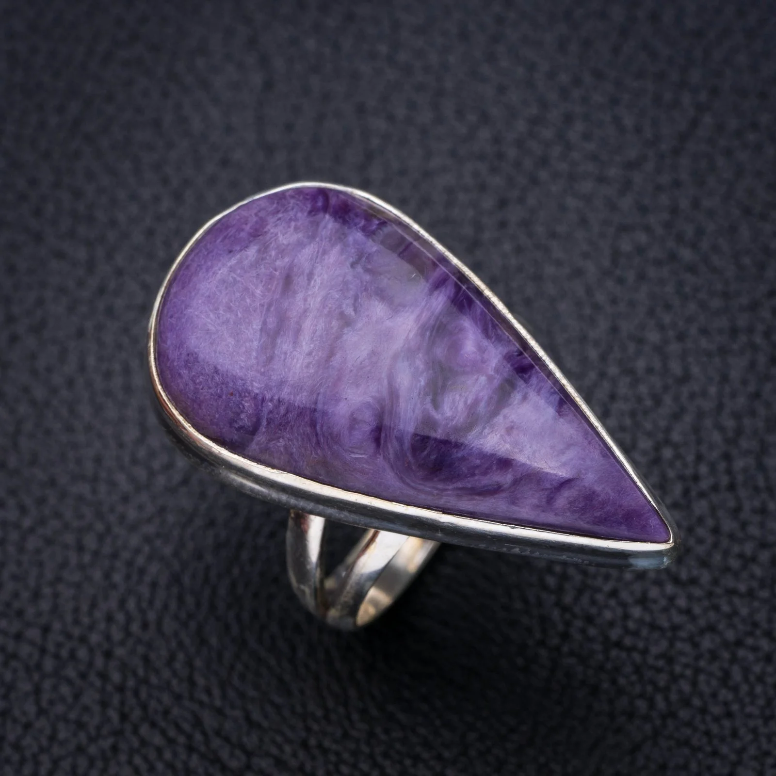 

StarGems Природный чароит ручной работы серебряное кольцо 8,5 E7884