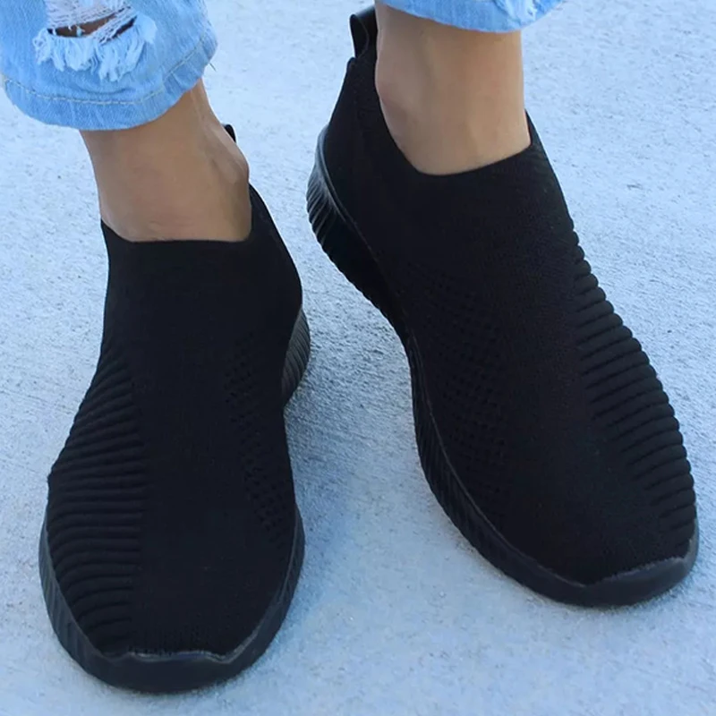 

Casual Running Shoes Women Sports Sneakers Kitted Breathable Lightweight Flats Shoes Female Soft Sock Sneakers Zapatillas Mujer