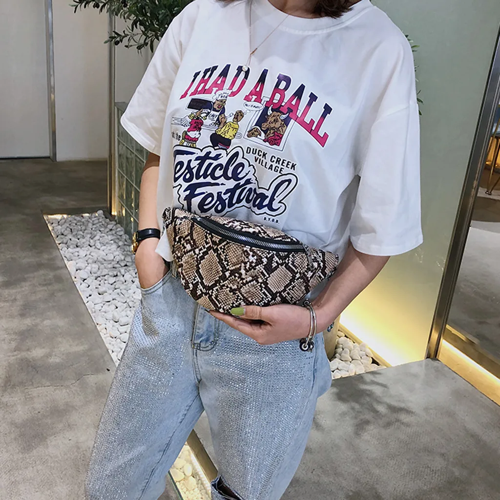 Модные мужские и женские поясные сумки унисекс модные Змеиный кожаный дорожные