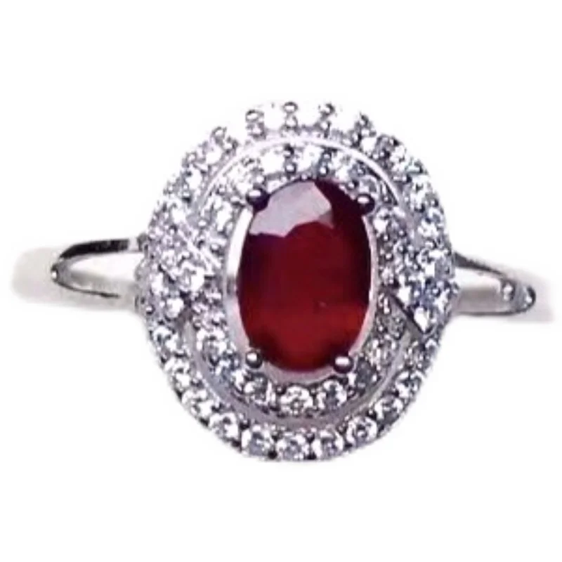 Классическое женское обручальное кольцо 100% карат 4 мм * 6 из натурального рубина