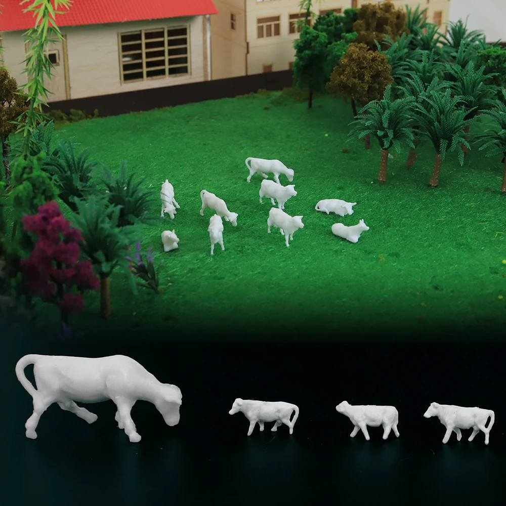 

Simulation Farm Animals Miniature Unpainted Cows HO N Scale Diorama Sand Table Scene Layout Toys for Children 20pcs/lot