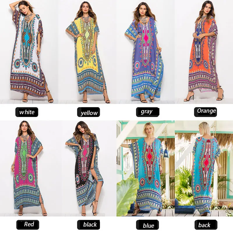 

Spring/summer 2021 women's dress plus size sells South American style printed casual fashion dress robe beach dress