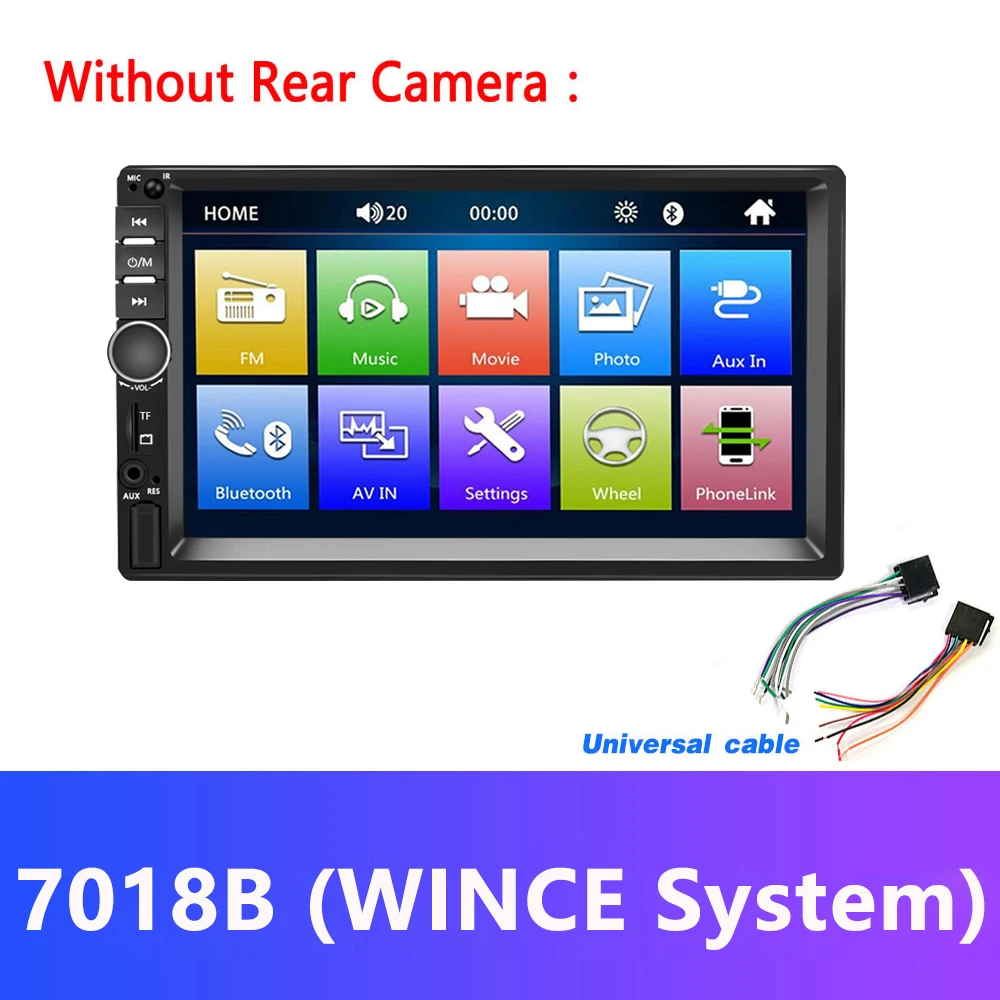7018B MP5 Only Podofo Android 8,1 2 Din автомобильное радио ram 2GB+ rom 32GB Android 7 ''2Din Универсальное автомобильное радио Авторадио gps мультимедийный блок плеер - Цвет: 7018B MP5 Only