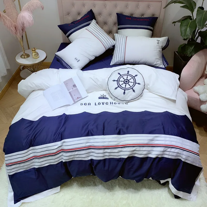 Роскошный постельный комплект из 4/7 предметов египетского хлопка двуспальный с