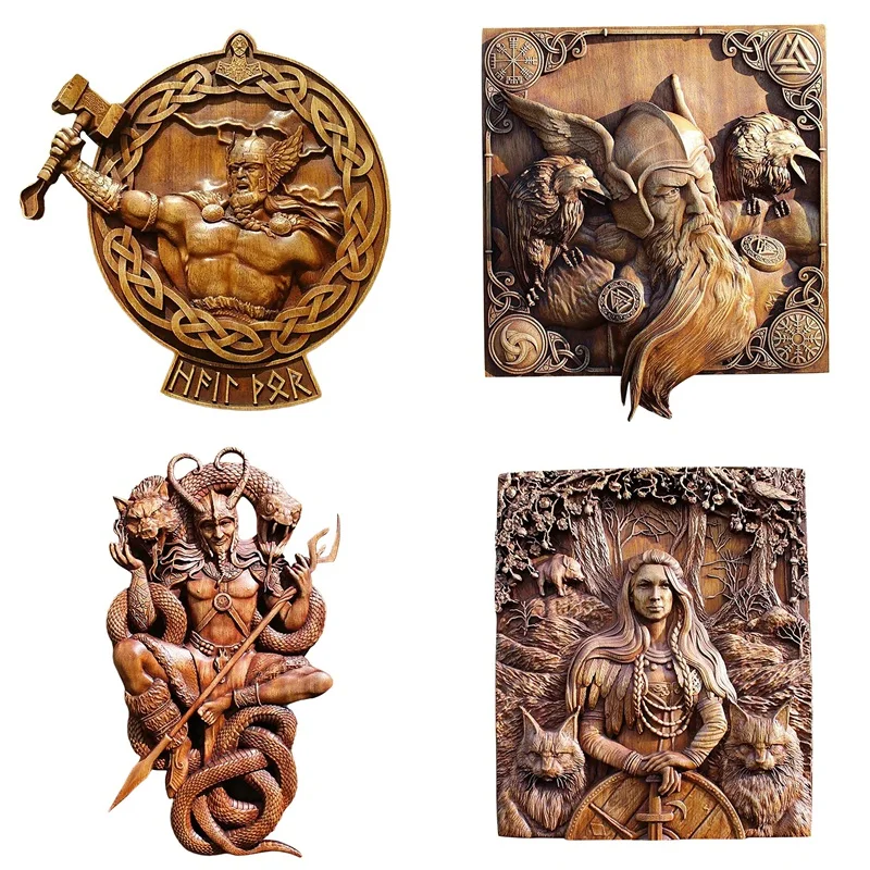 

Декоративная настенная мифология для сада, вороны Одина, викингов, искусство для украшения на открытом воздухе (змея, Бог)