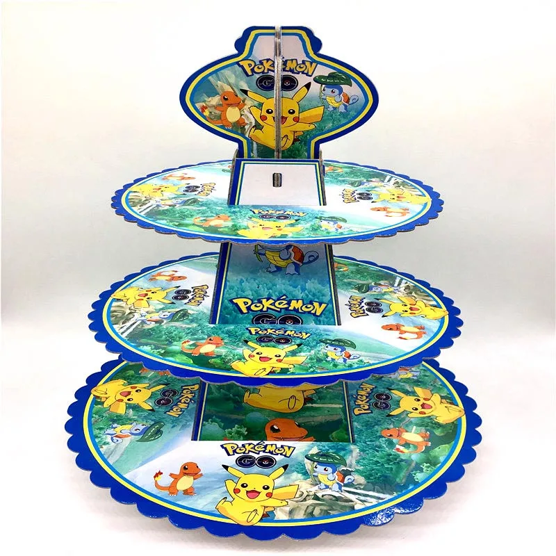 Pokemon-1pcs С героями мультфильма «Маша и Медведь» вечерние поставки 3-х уровневая кексы держатель подставка для тортов на день рождения конфеты стойка-витрина для тортов Беби Шауэр детский украшения - Цвет: Pokemon-1pcs