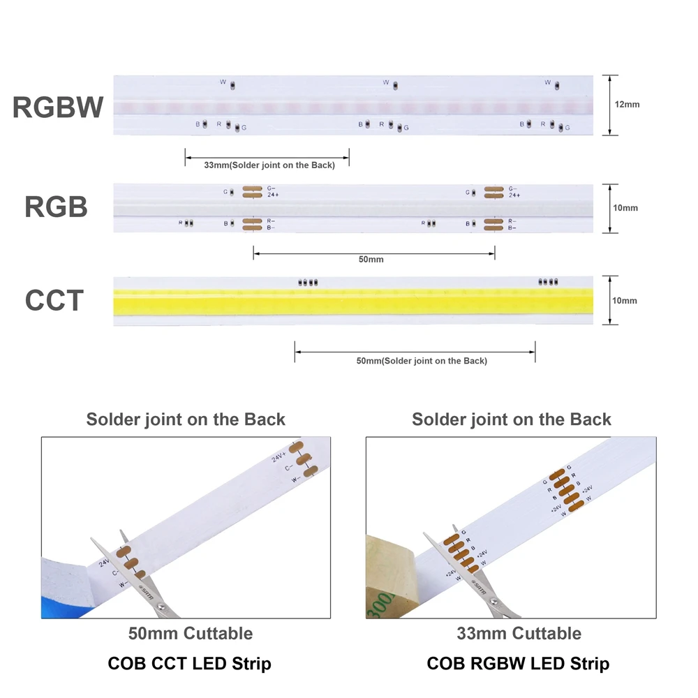COB CCT/RGB/RGBW LED Light Strip 840LEDs/m High Density Flexible FOB RA90 Linear Dimmable Led Lights DC24V | Лампы и освещение