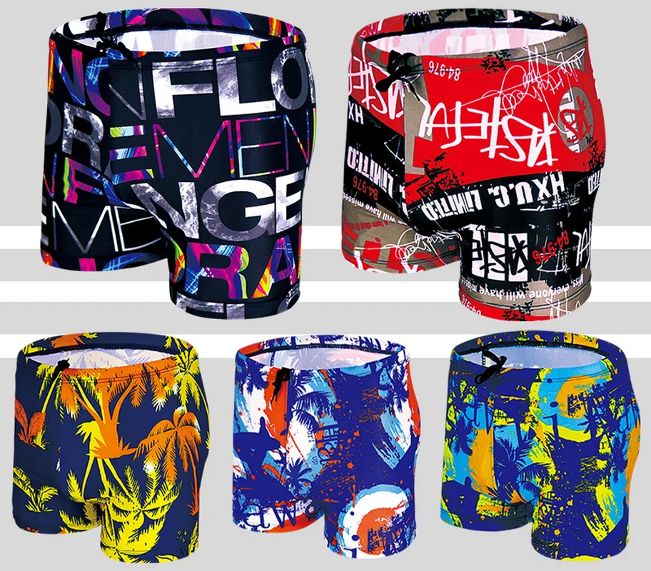 2021 New Swimming Trunks Men Adult Plus Size Quick-drying Swimming Trunks Brave Person Swim Trunks Men Shorts Beach Board Shorts men s han version of the parquet swimming trunks