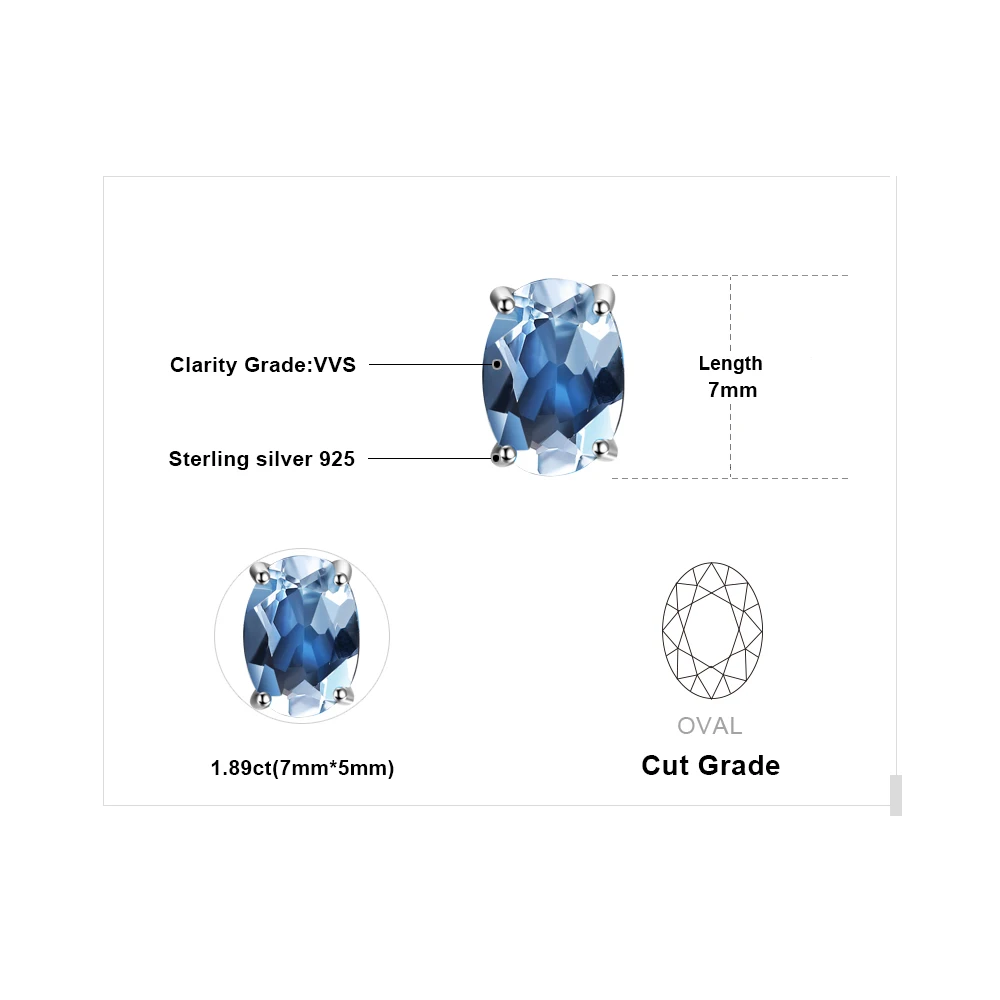 

Classic Blue Topaz Stud Earrings 7*5mm Fine Jewelry 925 Silver for Women Girl's Best Party Gift New