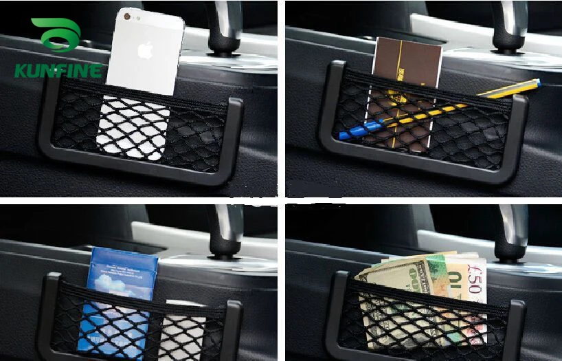 1Pc Car Multifunctional Phone Storage Net Mesh Resilient Car Carrying String Bag Nylon Network Pocket Handphone Holder Ticket