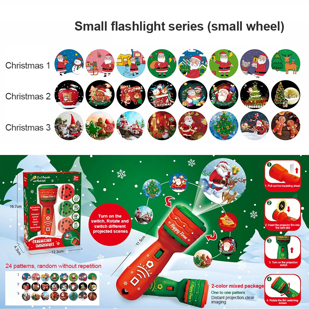 

24 Images Torch Projector Christmas Theme Image Lighting Storys Torches Light Toy Educational Learning Bedtime Night Light