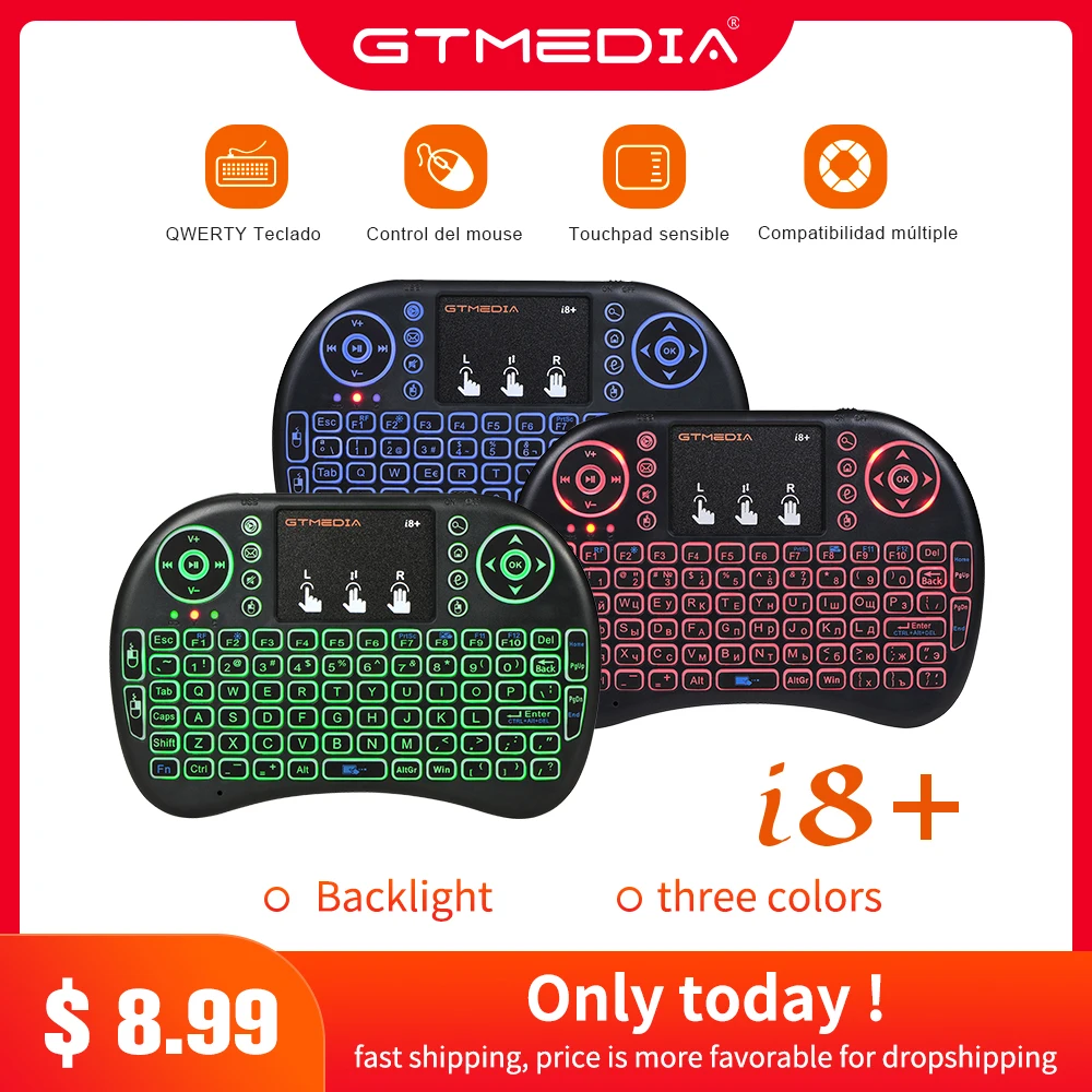 

i8+ 2.4G Mini Wireless Keyboard For Laptop/Smart TV With Touchpad Backlight Ergonomic Design Multitouchpad Quality