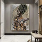 Африканский царь чёрных Картина на холсте женщина абстрактная живопись в африканском стиле Плакаты для девочек и принты Cuadros настенные картины для Гостиная домашний декор