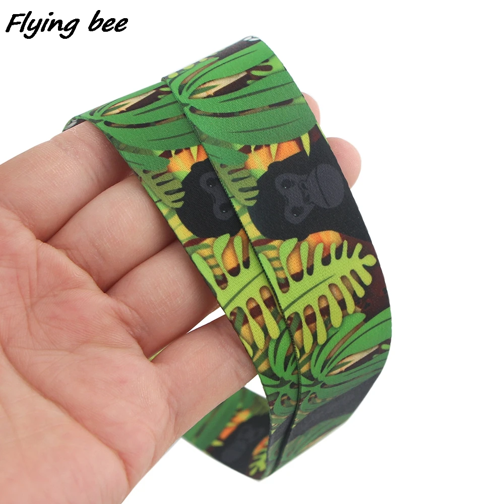 

Flyingbee Leafy Jungle Green Painting Art Key Chain Lanyard Neck Strap For Phone Keys ID Card Creative Lanyards Gifts X1486