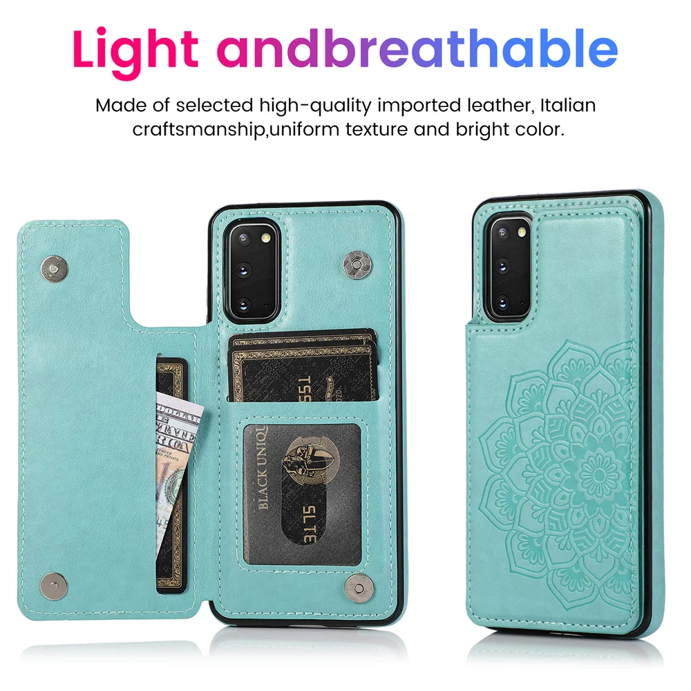 Кожаный чехол для Samsung Galaxy S21 S20 FE S10 S9 S8 Note 8 9 10 20 Ultra Plus S7edge Магнитный слот карт