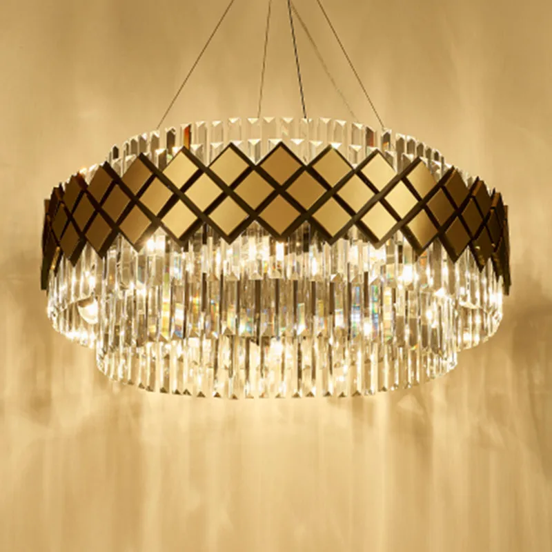

Modern Crystal Gold Rectangle Chandelier Lighting For Dining Room Bedroom Round Chandeliers Living Room Light Fixtures