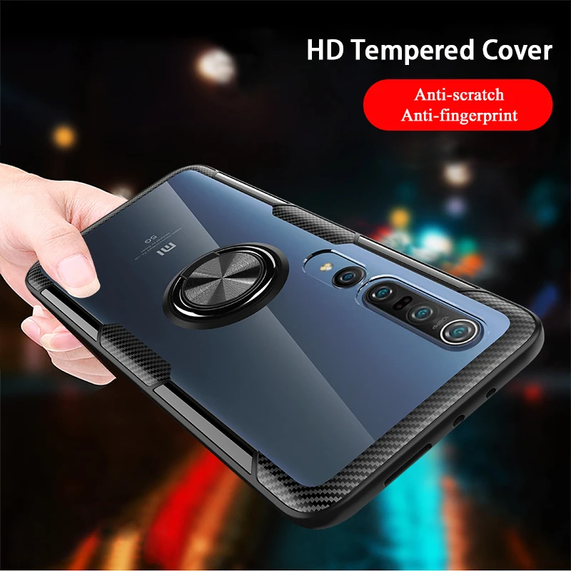 Чехол для телефона Xiaomi Mi 10 Pro силиконовая рамка с кольцом пальцев HD прозрачный PC