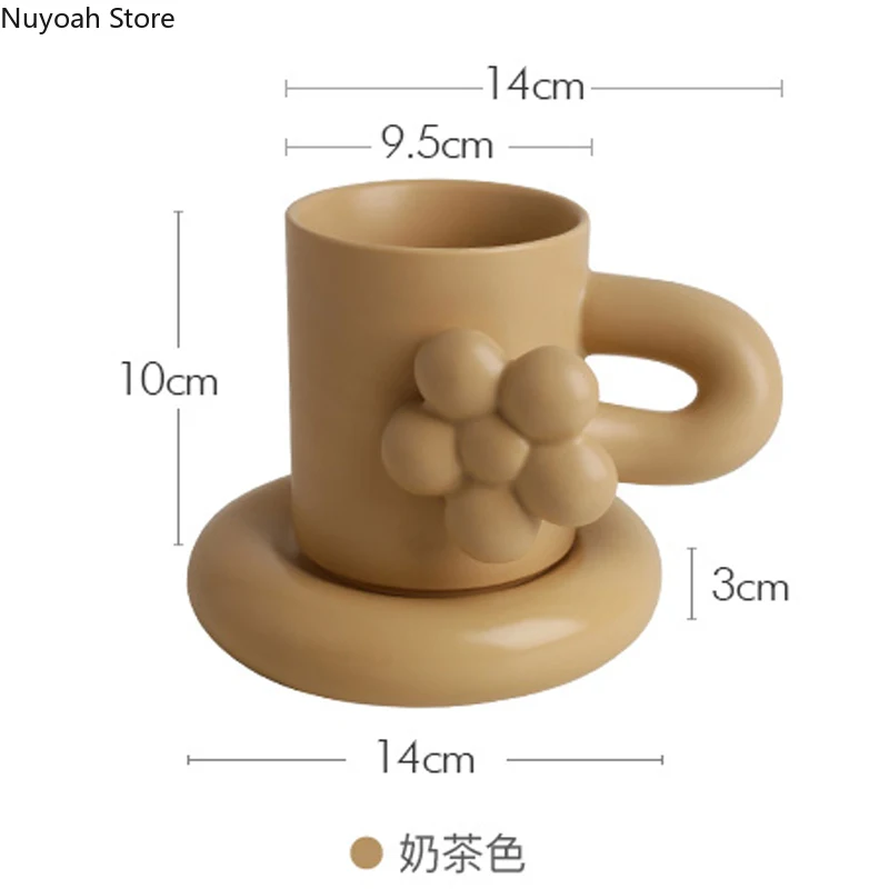 

European-style Ceramic Flower Mug Creative Art Three-dimensional Relief Cup Home 360ml Coffee Cup Home Decoration Exquisite Gift