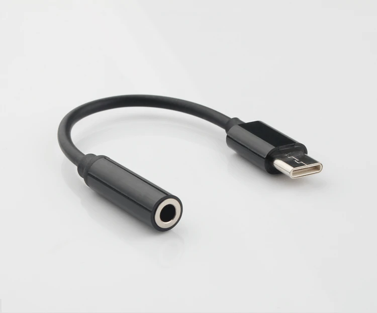 FDBRO type-C-3,5 мм кабель для наушников адаптер Usb 3,1 type C USB-C штекер 3,5 AUX аудио разъем для Xiaomi 6 Mi6 Letv 2 Pro - Цвет: Черный