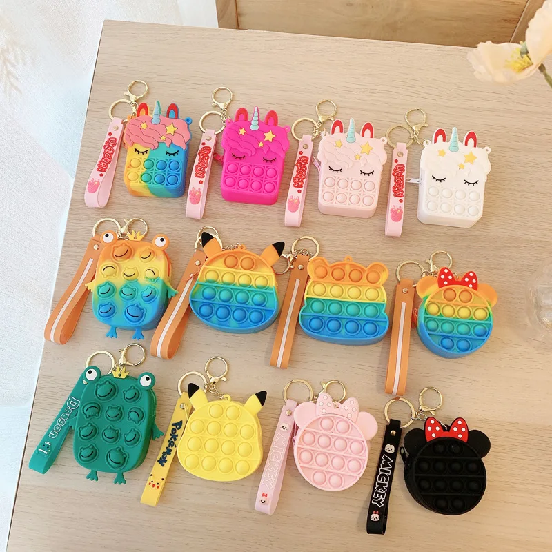 

New Fashion Pop Et Children Girls Fidget Toys Cute Unicorn Animals Messenger Bag Kids Keys Coin Purse Cute Princess Handbag