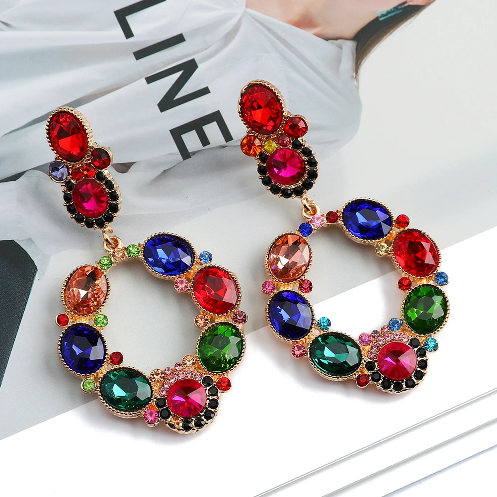 

Irregular Gold Metal Dangle Drop Earrings Charm Luxury Sparkly Rhinestone Fairy Waterproof Design Jewelry Accessories For Women