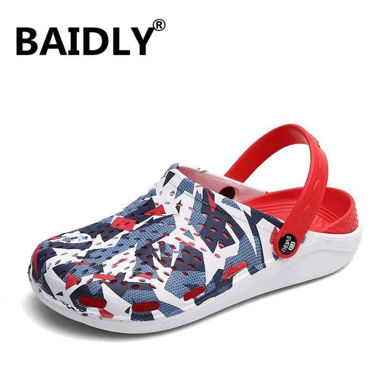 Сандалии для сада и пляжа унисекс дышащие камуфляжные шлепанцы с закрытым носком