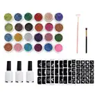 Набор для татуировок, трафареты, кисть для пудры, клей, Временные татуировки, инструменты, Живопись тела, набор блестящей пудры для людей, живопись телом, блеск