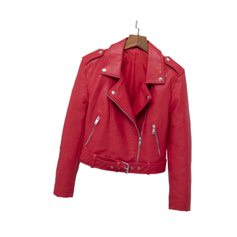 Женская байкерская куртка из искусственной кожи модная на молнии с отложным