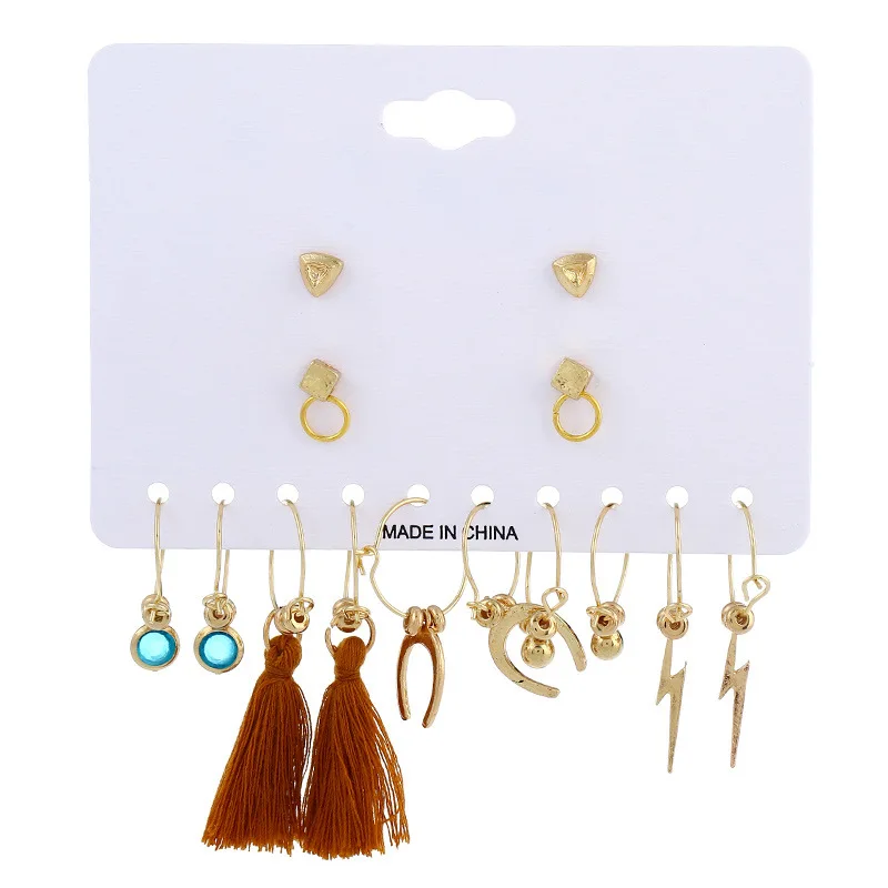 Женские серьги-кольца 7 пар/компл. винтажные геометрические серьги золотого