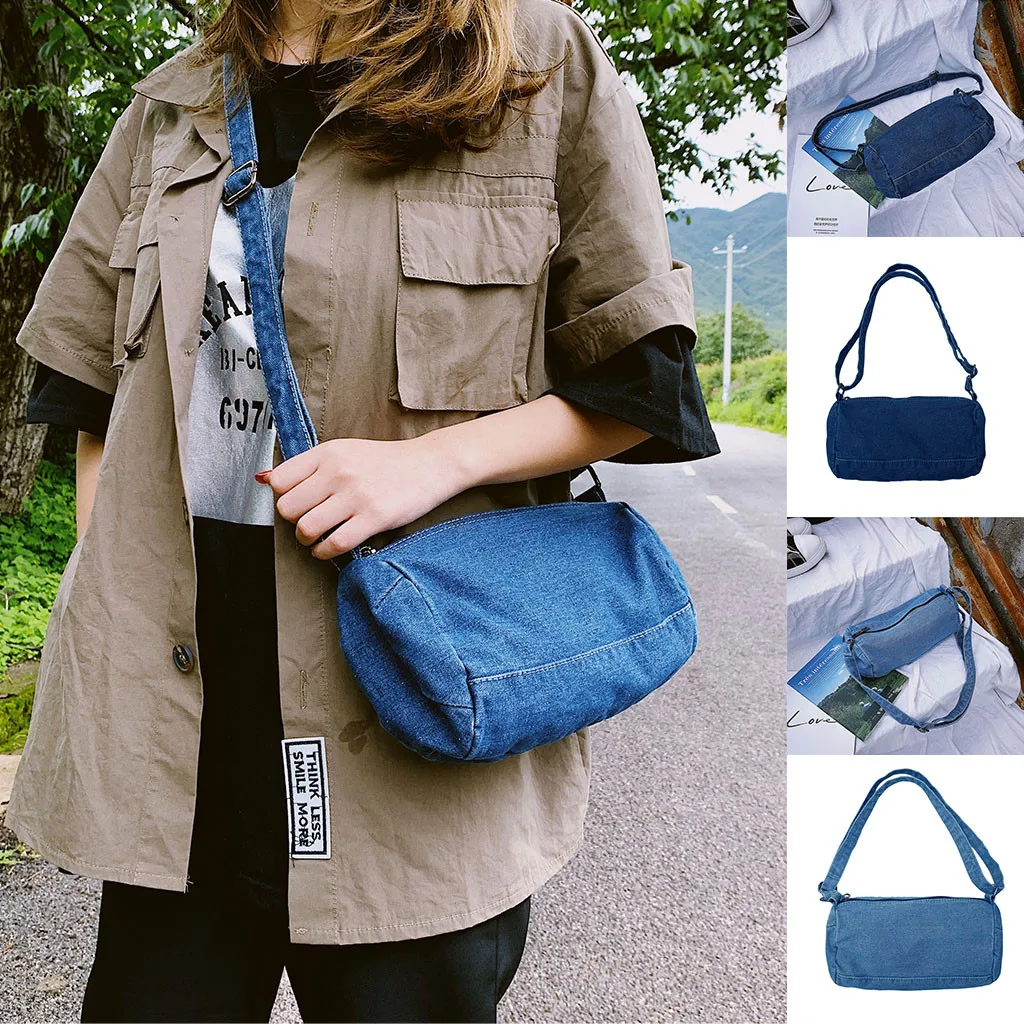 Женская холщовая сумка-мессенджер модная джинсовая сумка для покупок через