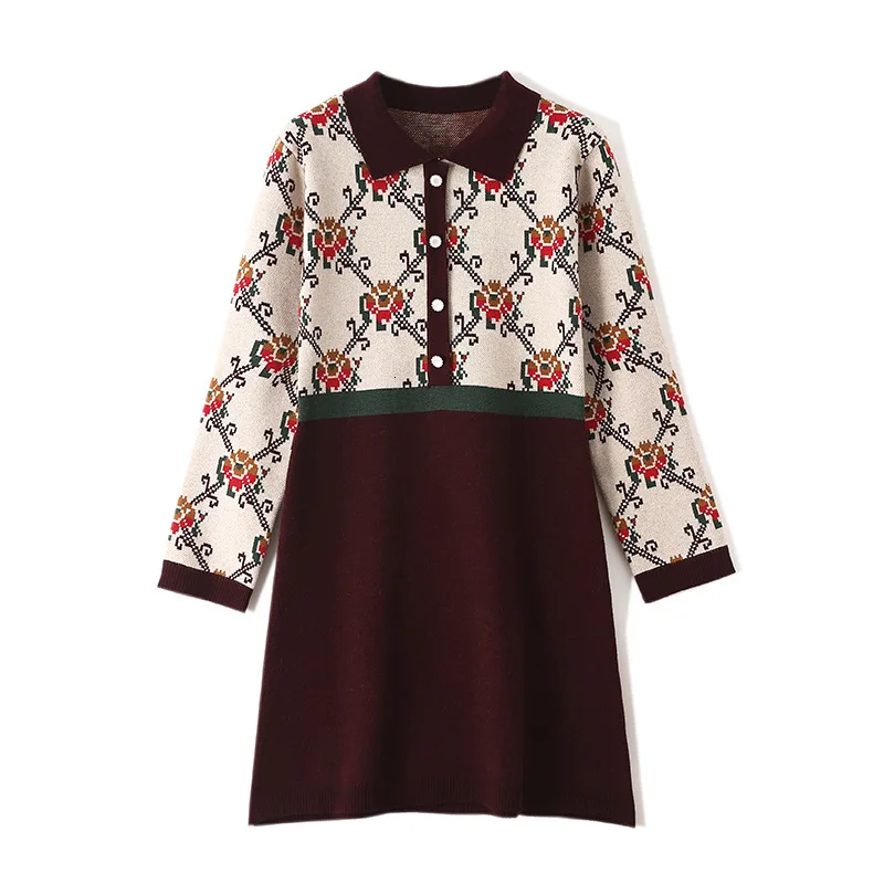 Женское платье-свитер Camellia вязаное платье из жаккардовой ткани с узором в клетку