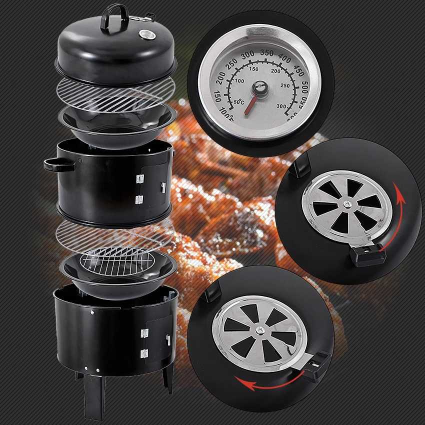 Высококачественная копченая печь гриль для барбекю на древесном угле открытом