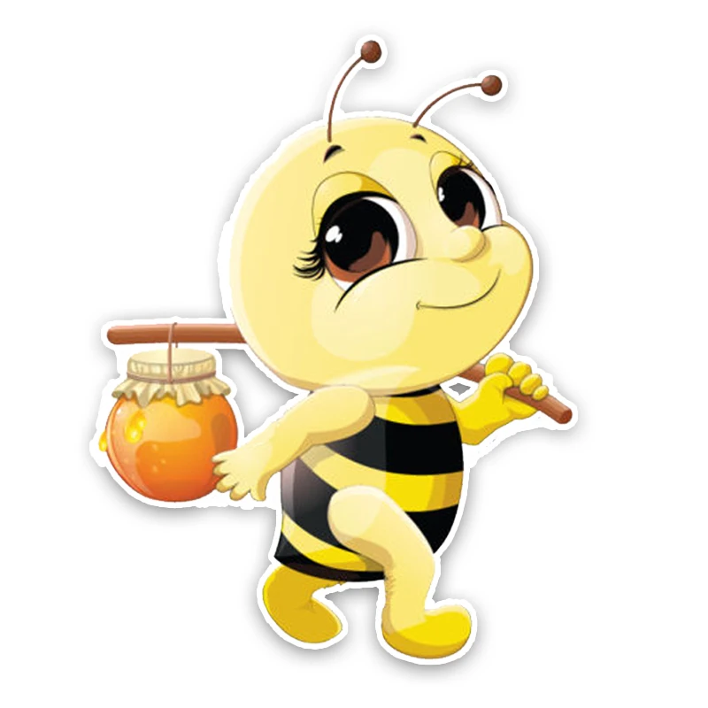 

Car Sticker Interesting Lovely Honey Pot Cartoon Bees Colored PVC Graphic Decal Waterproof Cover Scratches,11.2CM14.6CM