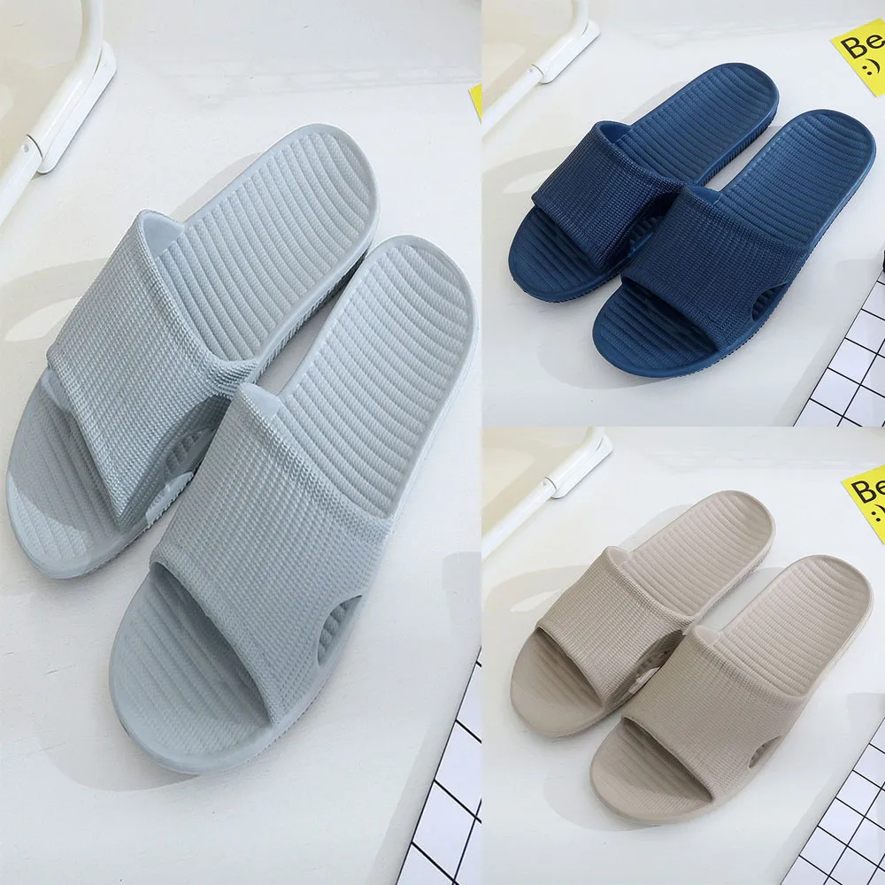 

Fashion Men Stripe Flat Bath Slippers Summer Sandals Shoe Men Indoor Outdoor Slippers Home Slippers House Flip Flop Female Shoes