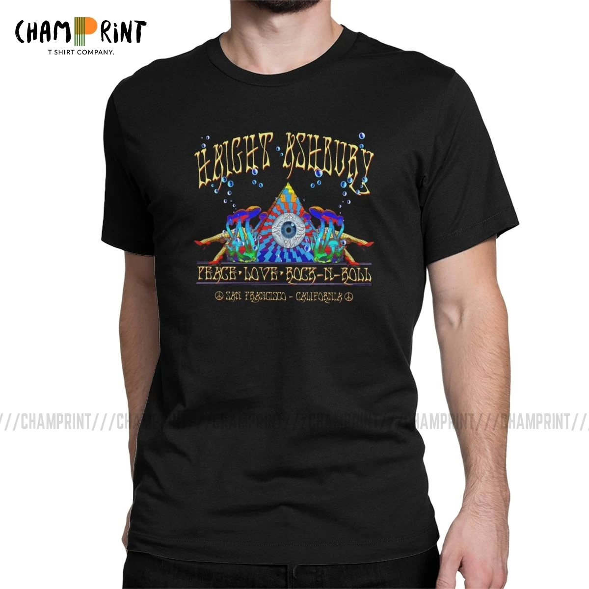 Haight Ashbury Мужская футболка Триппи черная лёгкая психоделическая удивительная