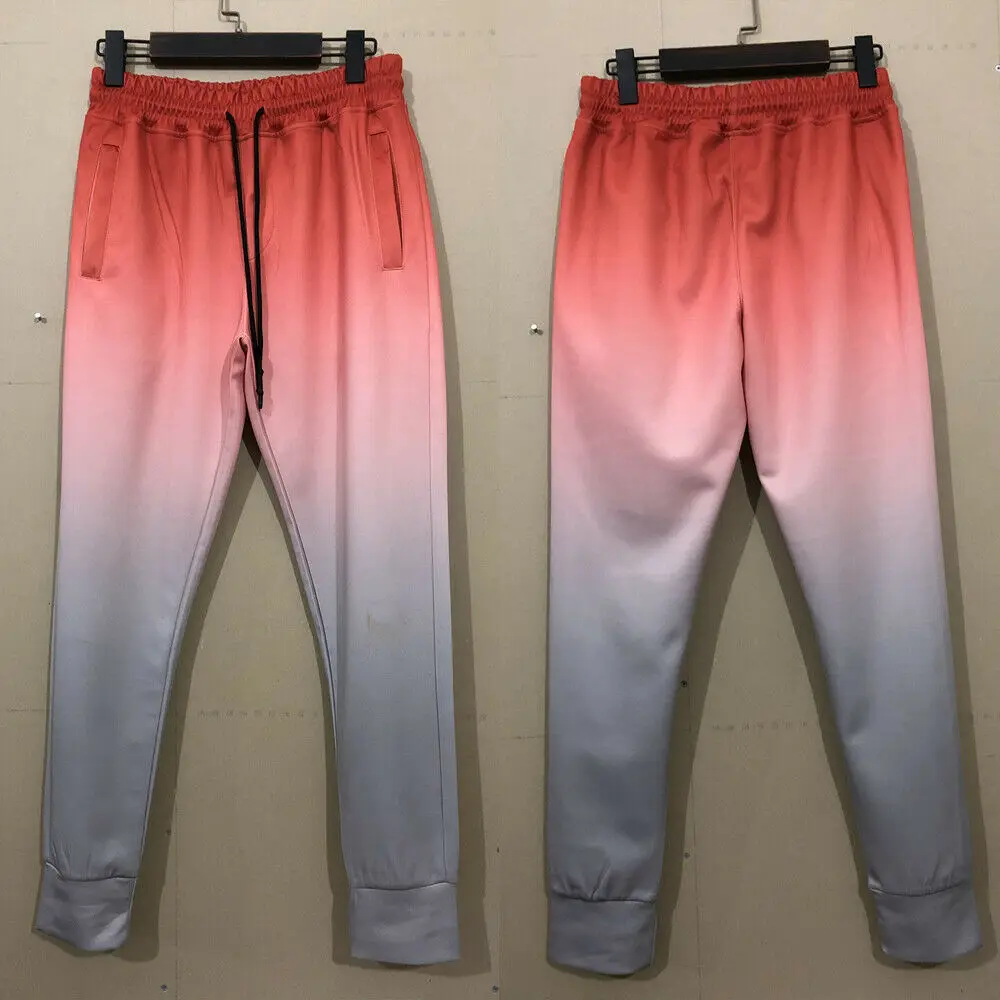 

HOT Men Gradient Long Sweatpants 2019 Autumn Male Vogue Elastic Waist Drawstring Slim Fitness Pants Streetwear Pockets Trousers