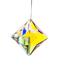 50mm square k9 crystal prism faceted aurora diamond hanging rainbow chaser sun catcher for chandelier pendant home garden decor